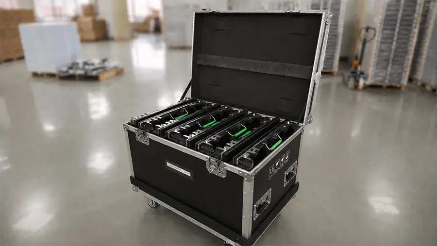 Rental LED cabinet sizing and professional flight case packing method